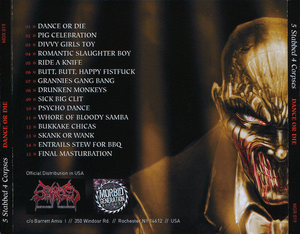 5 Stabbed 4 Corpses : Dance Or Die (CD, Album)