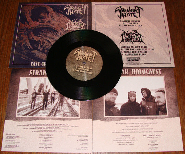 Straight Hate (2) / Nuclear Holocaust : East Grind Attack (7", EP, Ltd, Bla)