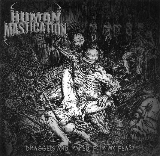 Human Mastication / Smallpox Aroma : Dragged And Raped For My Feast / A Lymphsoaked Piece Of Flesh Hung To The Scalpel (7", EP)